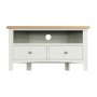 Bourton 2 Drawer Corner TV Unit in White and Light Oak