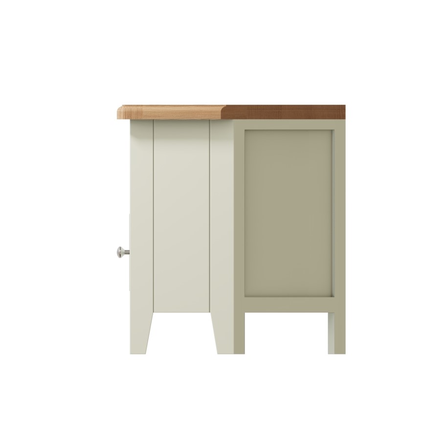 Bourton 2 Drawer Corner TV Unit in White and Light Oak