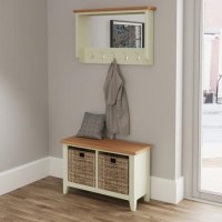Bourton Hall Wall Mounted Coat Rack in Cream and Light Oak