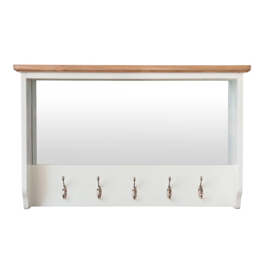 Bourton Hall Wall Mounted Coat Rack in Cream and Light Oak