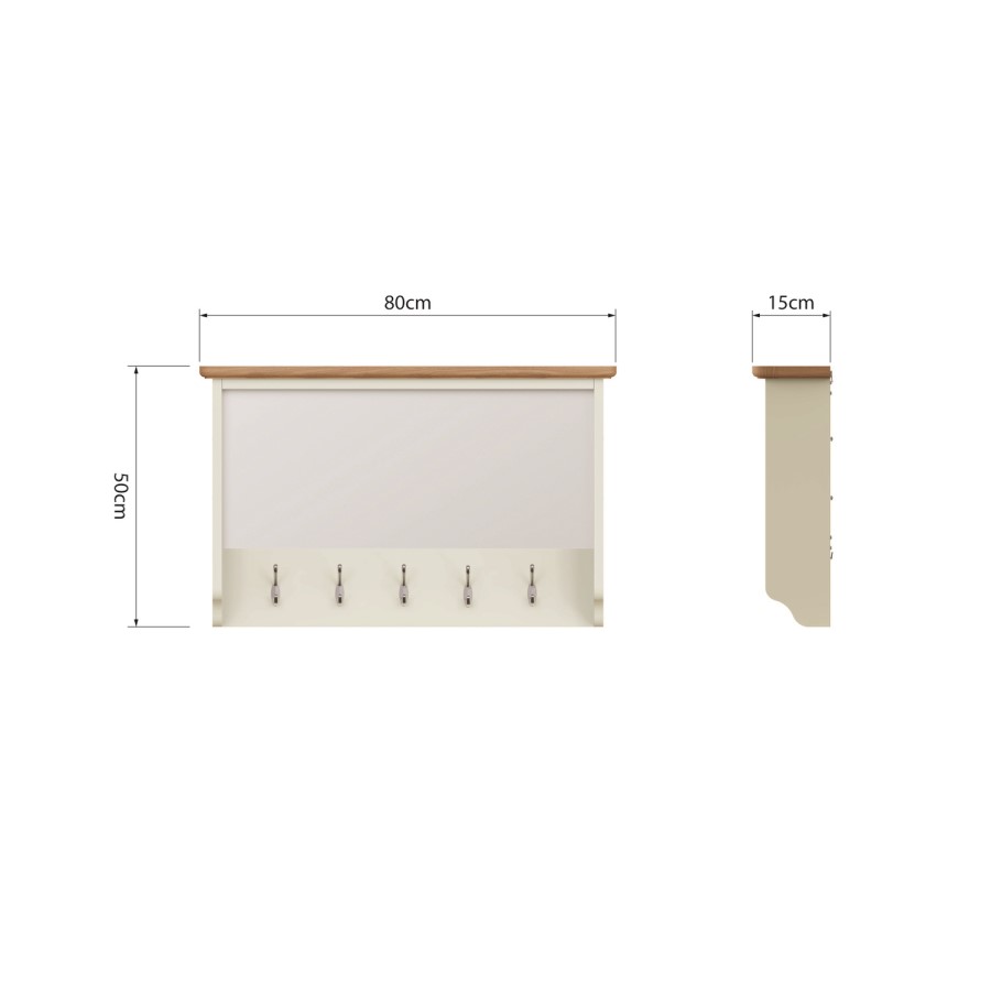 Bourton Hall Wall Mounted Coat Rack in Cream and Light Oak