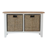 Bourton Hall Bench with Wicker Baskets in Cream and Light Oak Bourton Hall Bench with Wicker Baskets in Cream and Light Oak