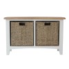 Bourton Hall Bench with Wicker Baskets in Cream and Light Oak