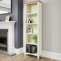 Bourton Large Bookcase in Cream and Light Oak Bourton Large Bookcase in Cream and Light Oak