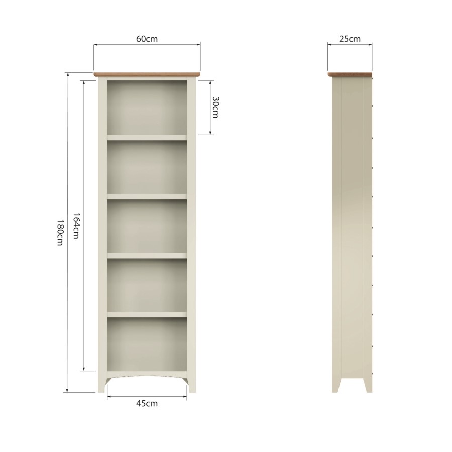 Bourton Large Bookcase in Cream and Light Oak