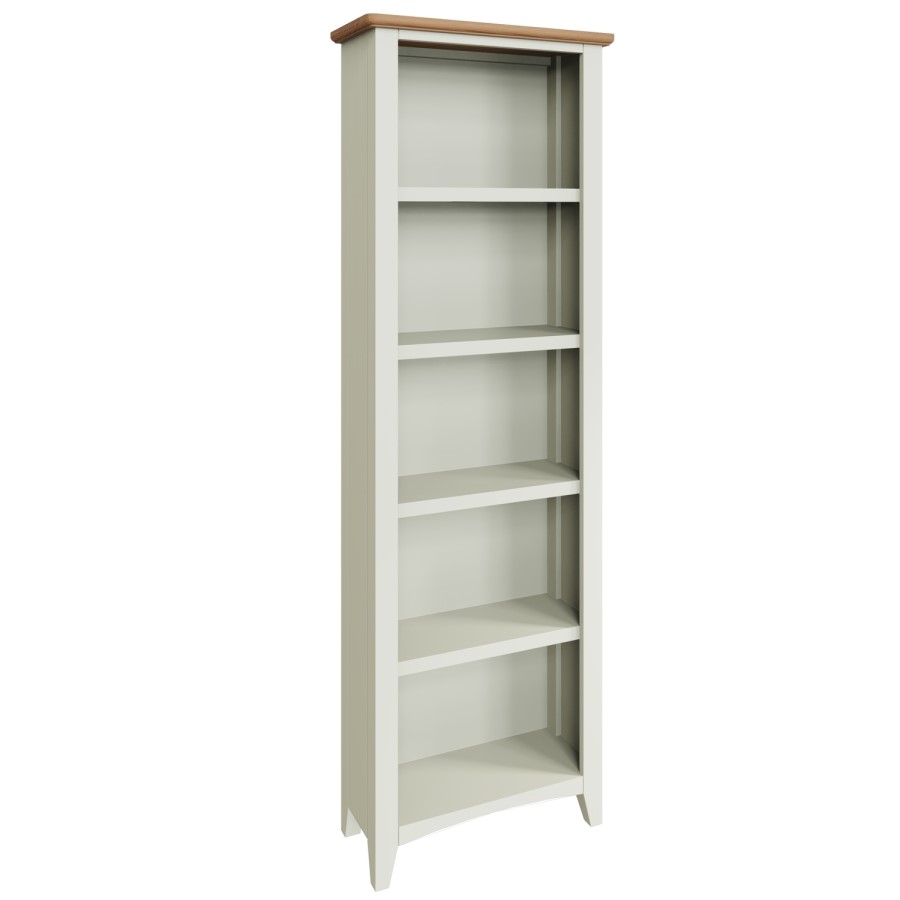 Bourton Large Bookcase in Cream and Light Oak