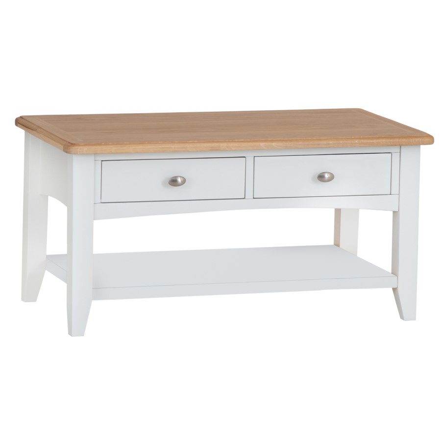 Small Bourton Large Coffee Table in Cream and Light Oak