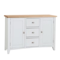 Bourton 3 Drawer Sideboard in White and Light Oak