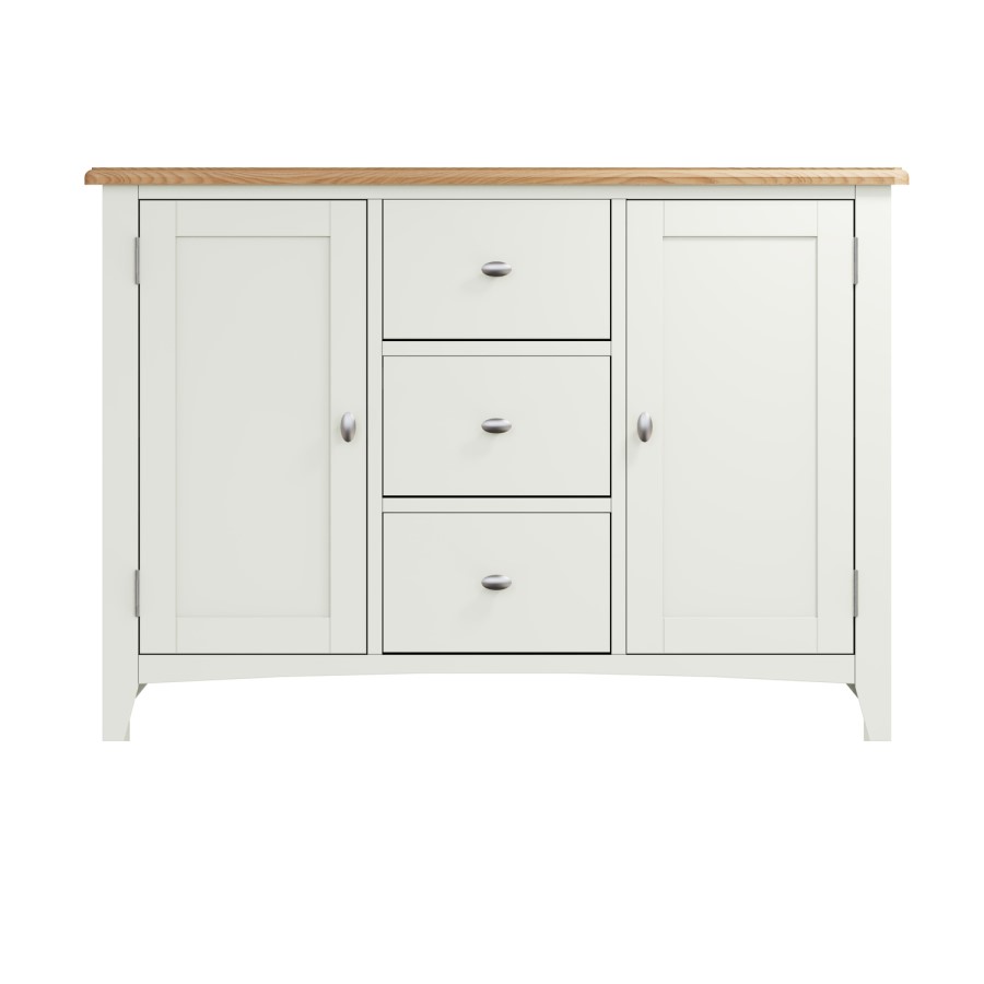 Bourton 3 Drawer Sideboard in White and Light Oak