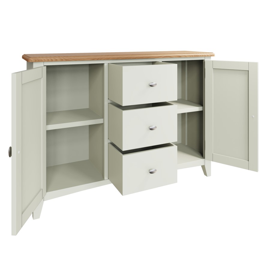 Bourton 3 Drawer Sideboard in White and Light Oak
