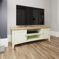 Bourton Large TV Unit in White and Light Oak