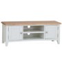 Bourton Large TV Unit in White and Light Oak