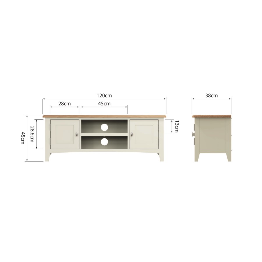 Bourton Large TV Unit in White and Light Oak