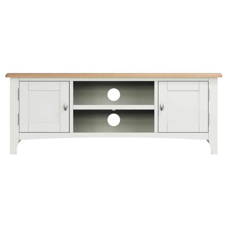 Bourton Large TV Unit in White and Light Oak