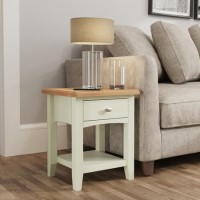 Bourton 1 Drawer Lamp Table in White and Light Oak