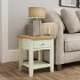 Bourton 1 Drawer Lamp Table in White and Light Oak