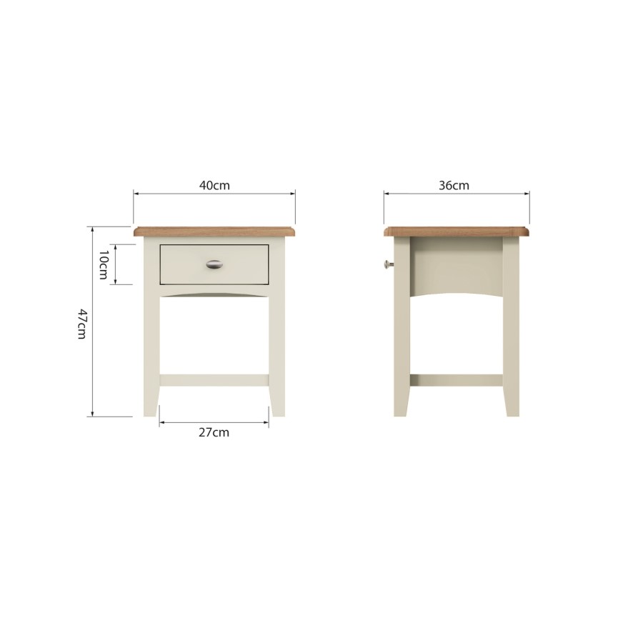 Bourton 1 Drawer Lamp Table in White and Light Oak