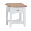 Bourton 1 Drawer Lamp Table in White and Light Oak