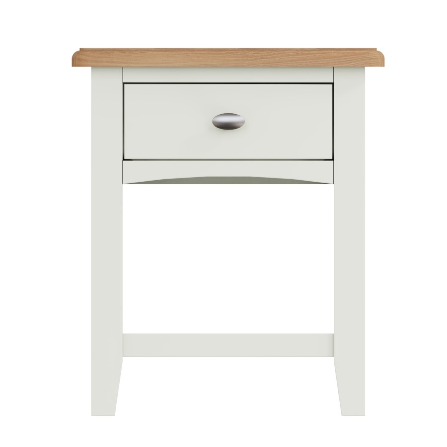 Bourton 1 Drawer Lamp Table in White and Light Oak