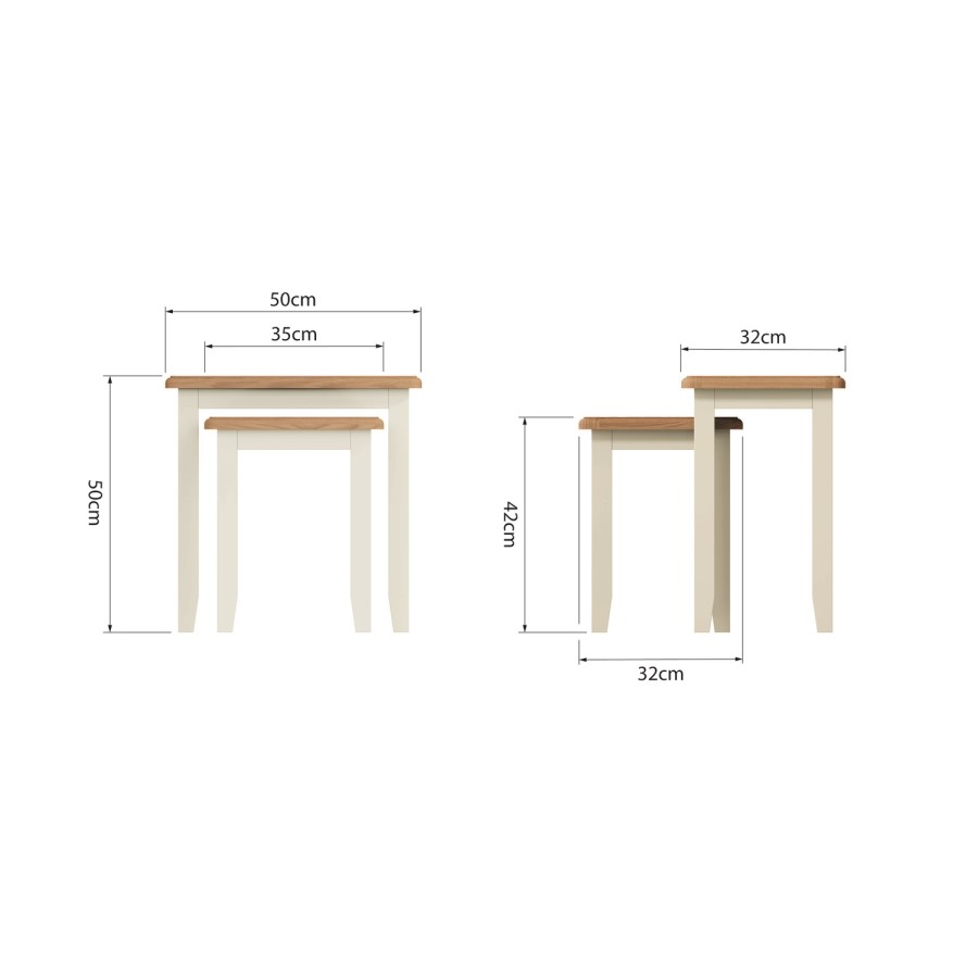 Bourton Nest of 2 Tables in Cream and Light Oak