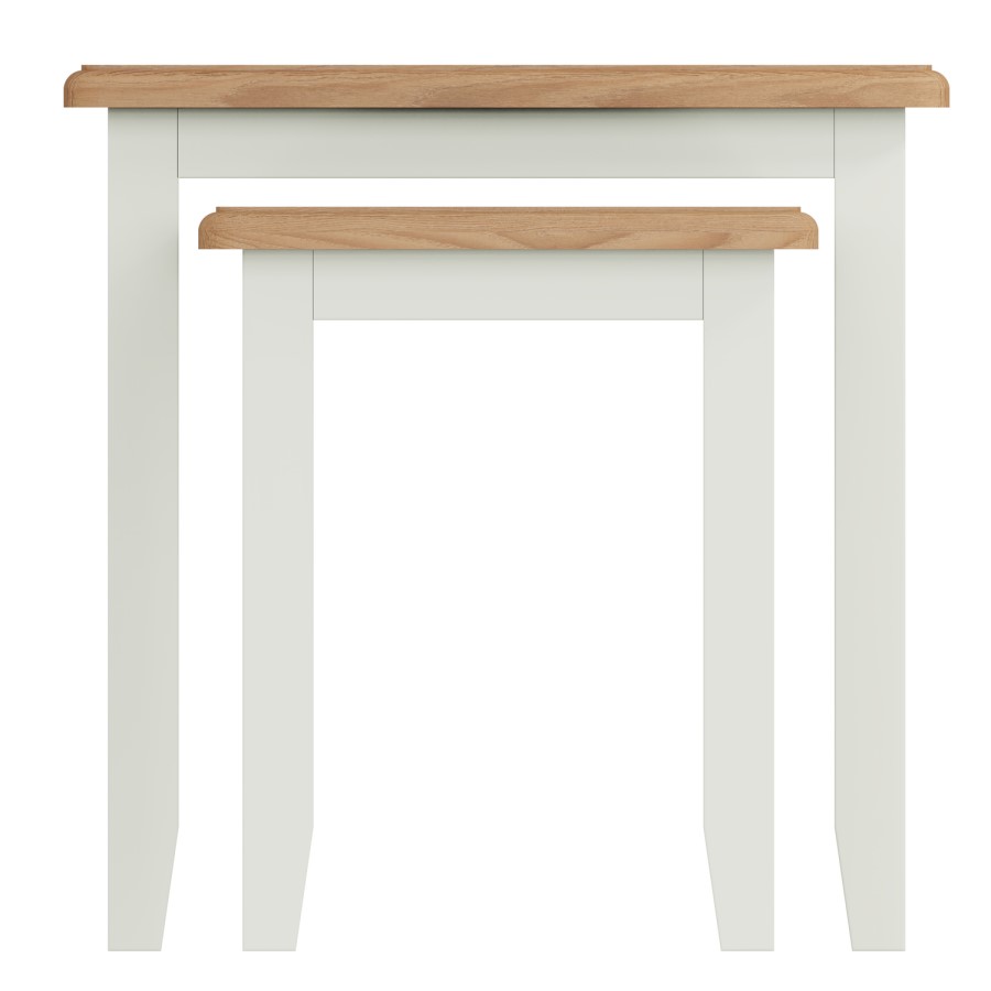 Bourton Nest of 2 Tables in Cream and Light Oak