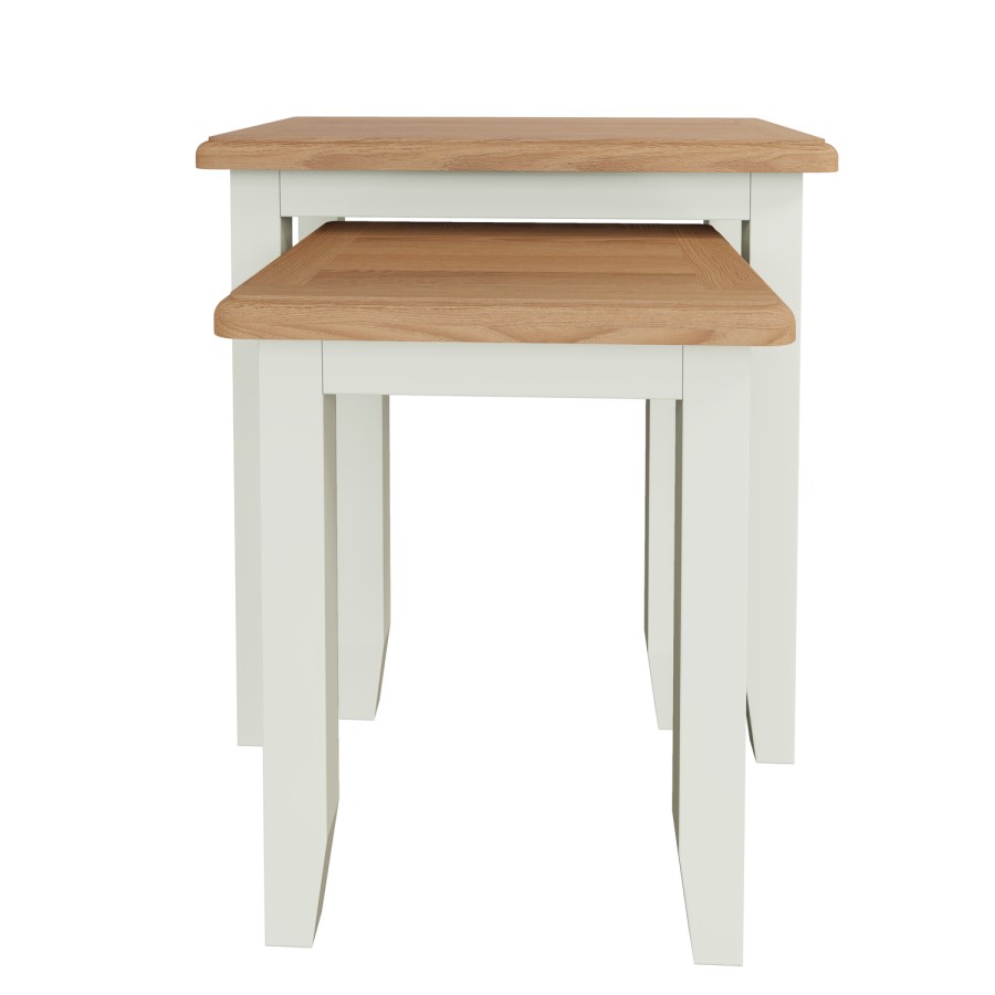 Bourton Nest of 2 Tables in Cream and Light Oak
