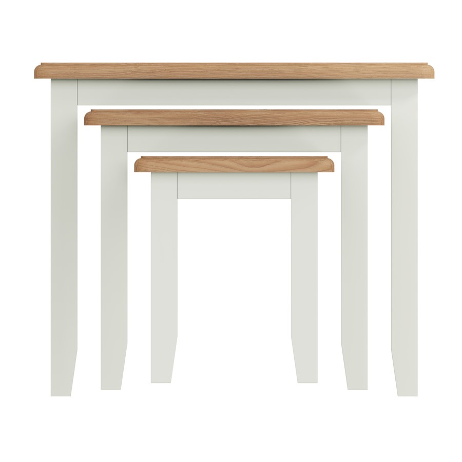 Bourton Nest of 3 Tables in Cream and Light Oak