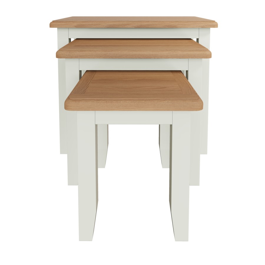 Bourton Nest of 3 Tables in Cream and Light Oak
