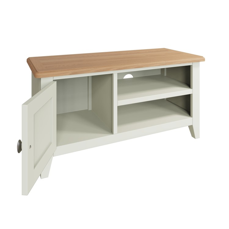 Bourton TV Unit in Cream and Light Oak