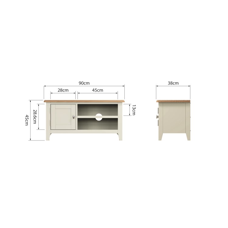 Bourton TV Unit in Cream and Light Oak