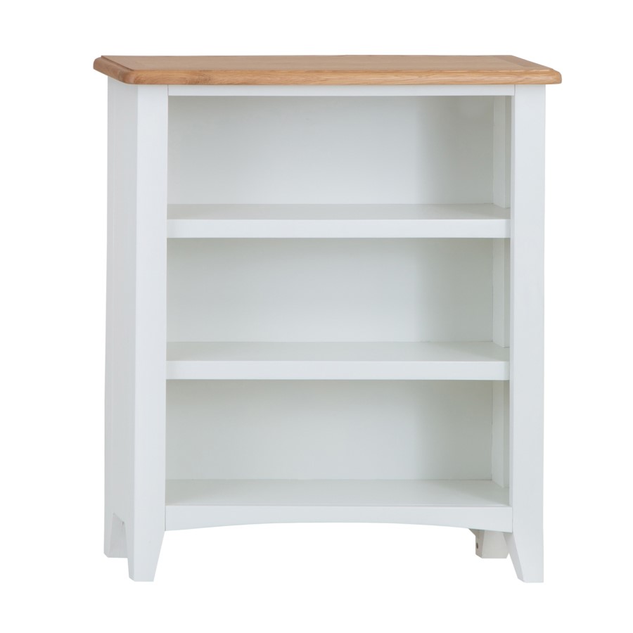 Bourton Small Wide Bookcase in Cream and Light Oak