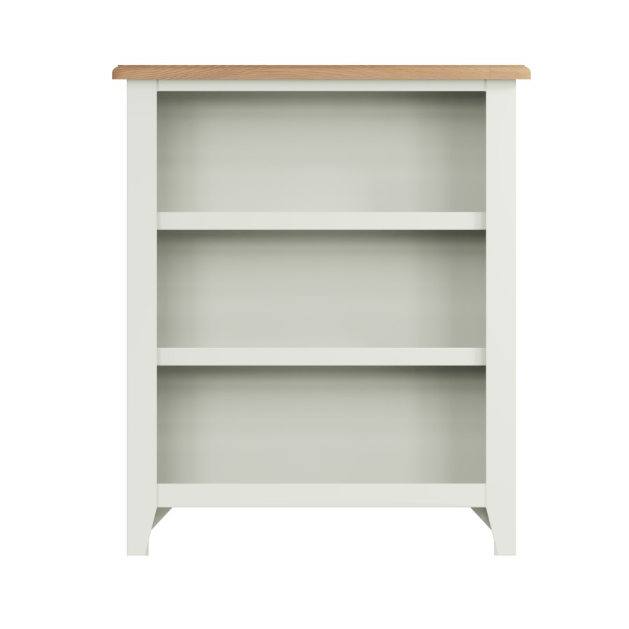 Bourton Small Wide Bookcase in Cream and Light Oak