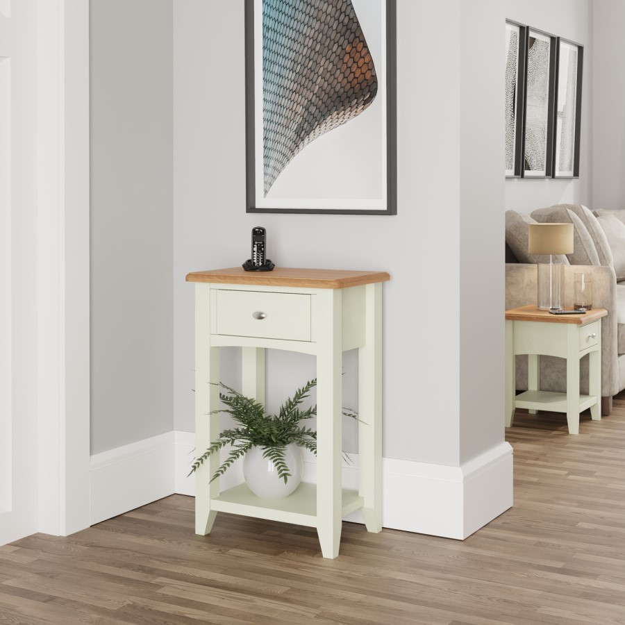 Bourton Telephone Table in White and Light Oak