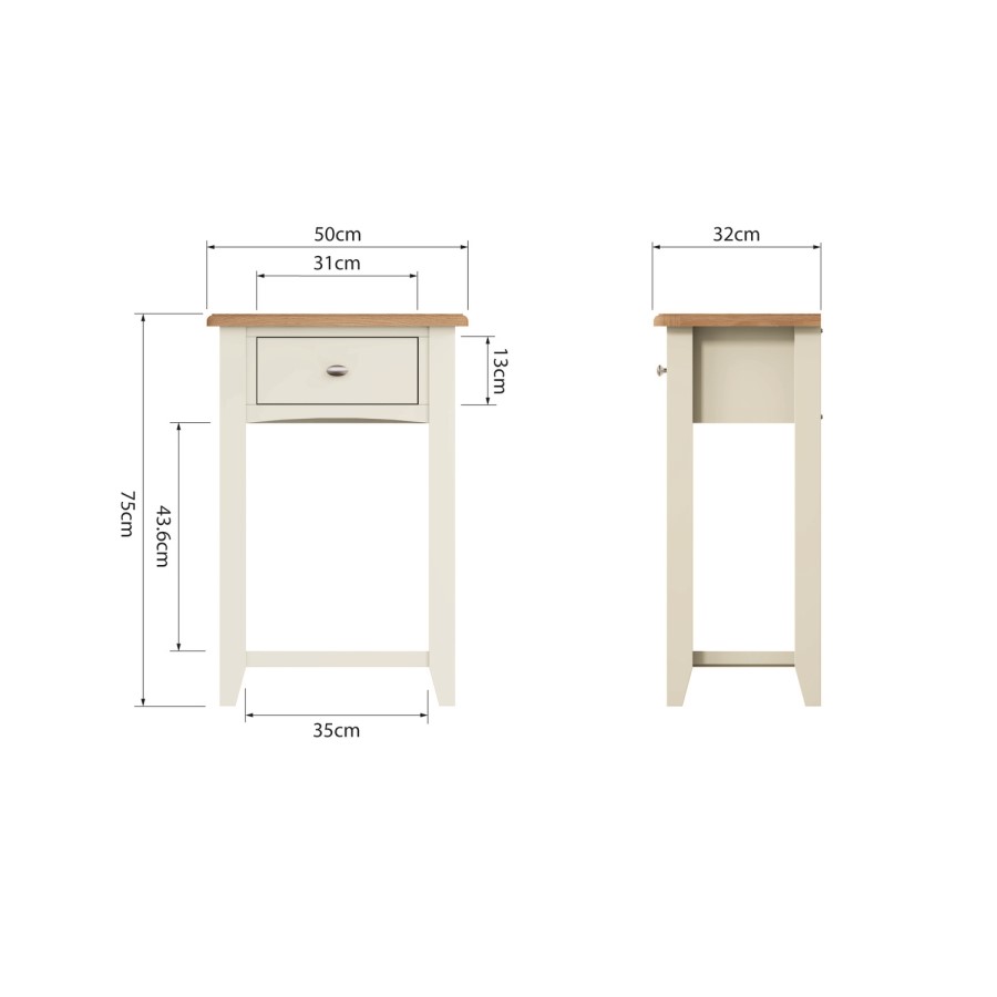 Bourton Telephone Table in White and Light Oak