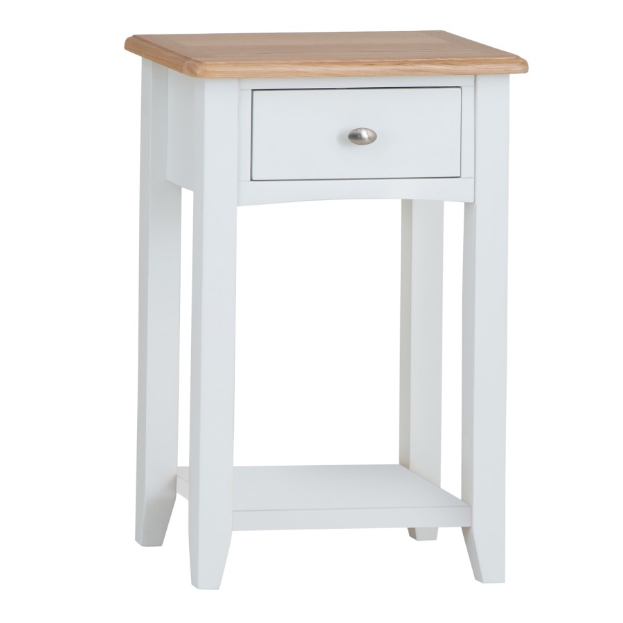 Bourton Telephone Table in White and Light Oak