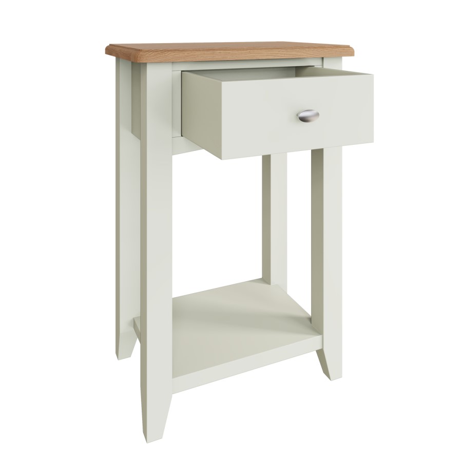 Bourton Telephone Table in White and Light Oak