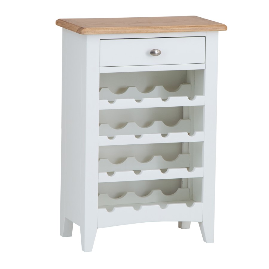Bourton Wine Cabinet in White and Light Oak