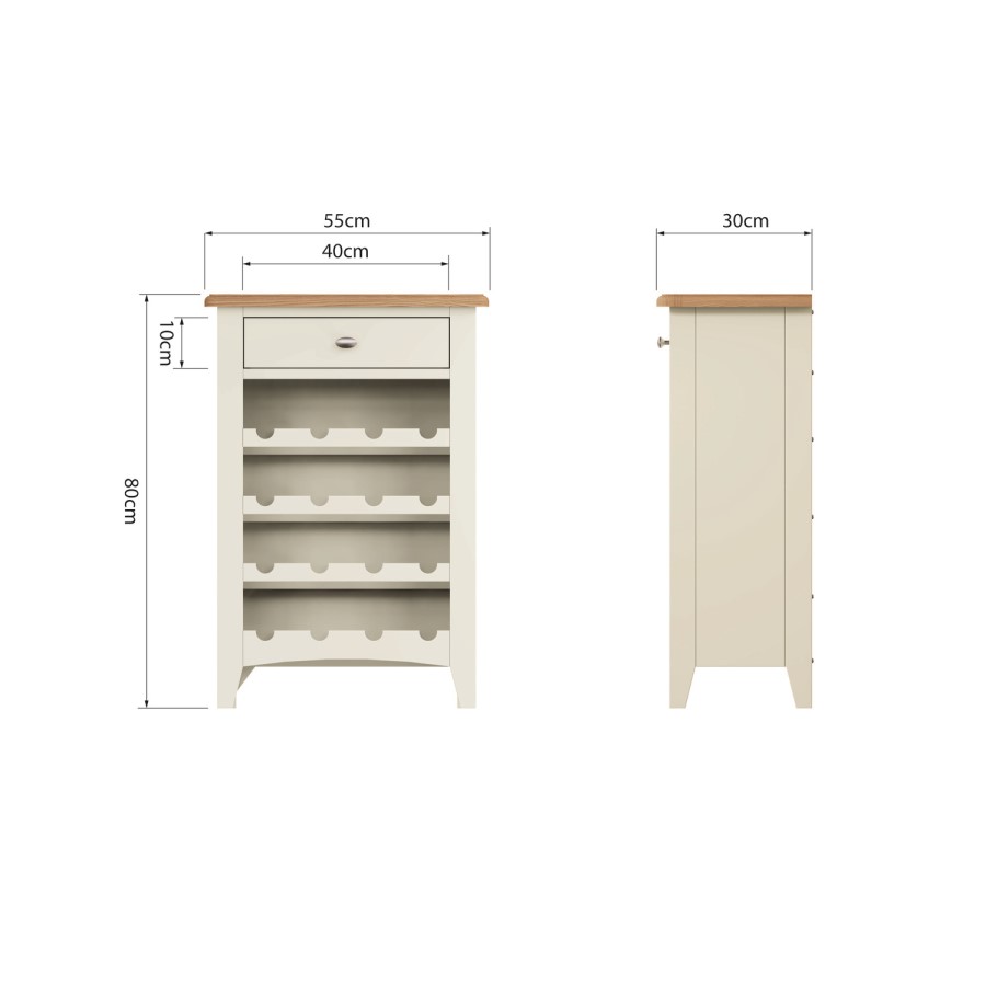 Bourton Wine Cabinet in White and Light Oak