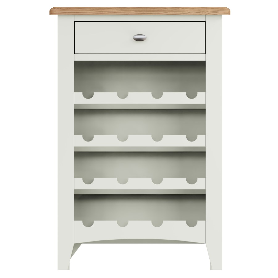 Bourton Wine Cabinet in White and Light Oak