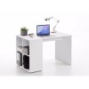 White Modern Office Desk with Storage Shelves - Gent