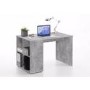 GRADE A2 - Grey Concrete Effect Office Desk with Storage Shelves - Gent
