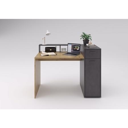Grey and Oak Office Desk with Drawers - Quebec