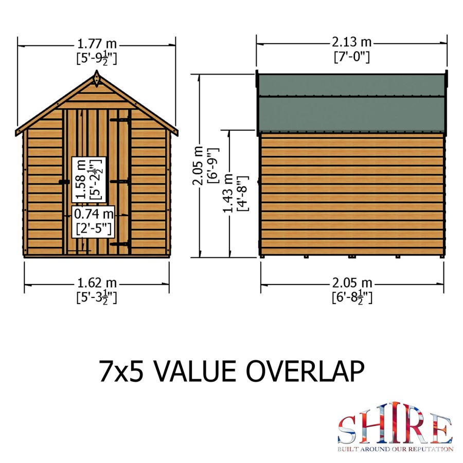 Garden Storage Single Door Garden Shed - 7ft x 5ft
