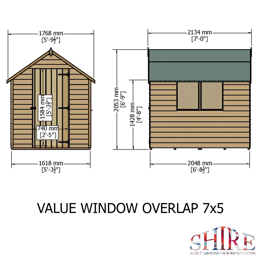 Wooden Garden Storage Shed with Window - 7ft x 5ft