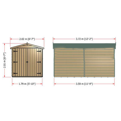 Shire Overlap Apex Garden Shed with Double Doors 12 x 6ft