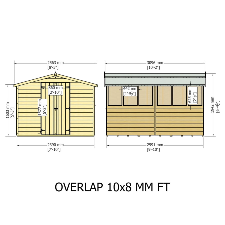 Shire Garden Value Overlap 10 x 8 Apex Shed