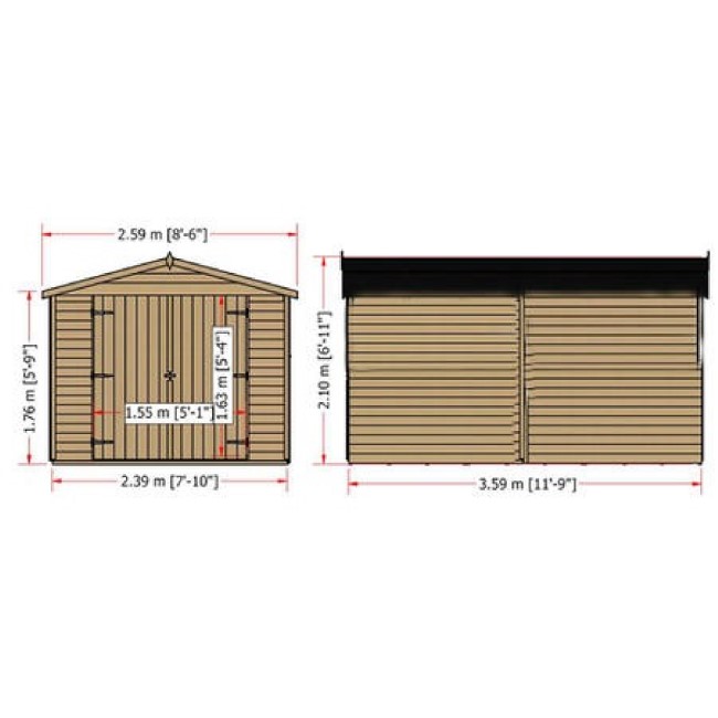 Shire Double Door 10 x 8 Overlap Apex Shed