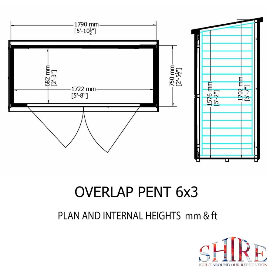 Overlap Double Door Shed - 6ft x 3ft
