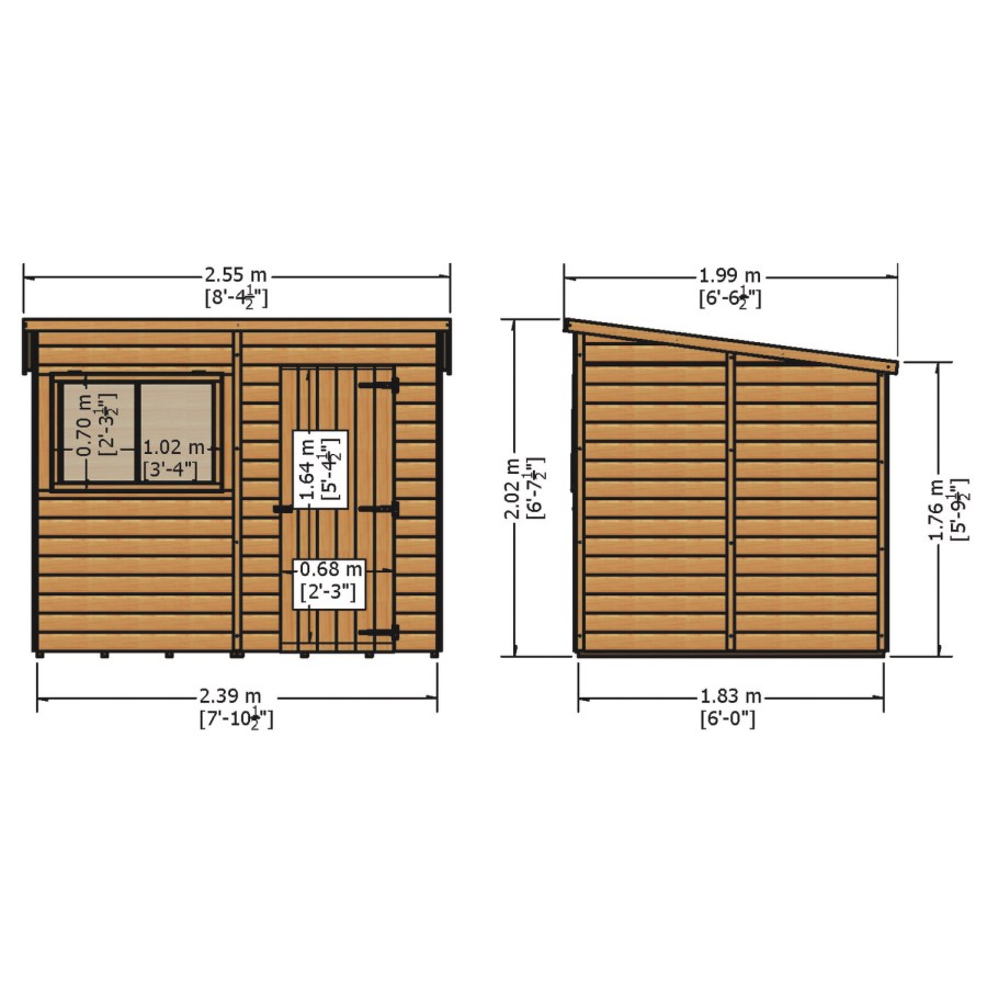 Wooden Pent Shed with Windows - Shire
