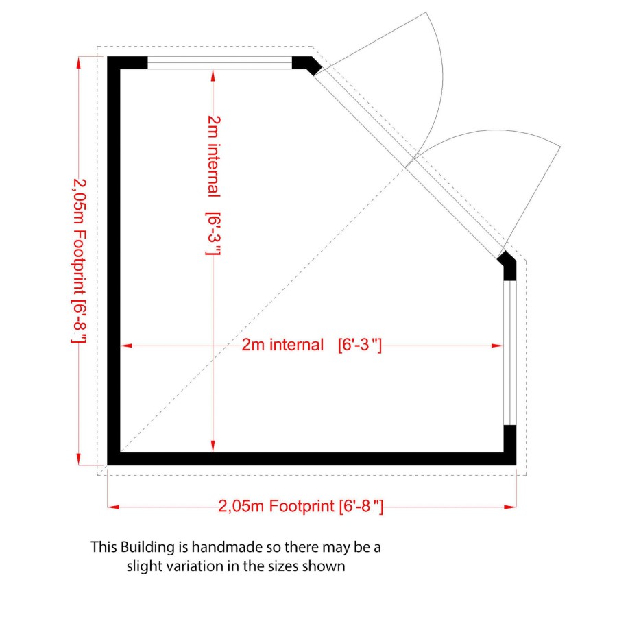 Shire Corner Shed with Double Doors 7 x 7ft